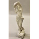 19th Century carved marble figure of a female nude, signed to the base L. Felli, on associated