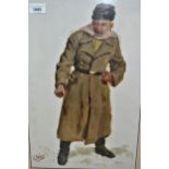 Evgeny N. Levin, oil on card ' Study of a Cossack ', signed, 18ins x 11.5ins approximately, gilt