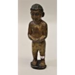 18th Century carved polychrome figure of a standing boy, 17.25ins high