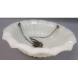 American circular moulded glass light bowl fitting, 16ins high Chipping all around the rim and there