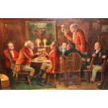 J. Donovan, 20th Century oil on board, ' The Toast ', signed, 9ins x 13ins, gilt framed