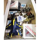 Box containing a quantity of various diecast metal model aircraft (some boxed)