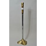 David Marshall, brass and polished steel candlestick, 24ins high