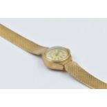 Ladies 9ct Gold cased wristwatch with integral 9ct gold strap, gross weight 17g