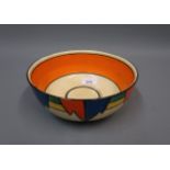 Clarice Cliff Bizarre Geometric pattern bowl, 7.75ins diameter Minor loss of paint otherwise in good