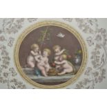 Pair of framed coloured engravings, cherubs after Bartolozzi, 11ins square, gilt framed