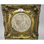Reproduction composite circular relief moulded plaque, gilt framed Approximately 27cm tall