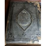19th Century illustrated family Bible with brass mounts (mounts at fault)