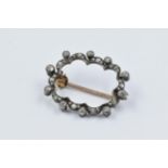 Small 19th Century oval diamond set brooch 28mm x 21mm