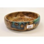 Dave Coxon, turned Scottish burr elm and blue resin bowl, 9.5ins diameter