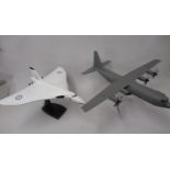 Two aircraft display models 1/72 C130 Hercules and White Avro Vulcan