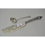 Victorian silver fish slice together with a George III silver ladle Additional photographs added