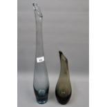 Two Whitefriars tall vases by Baxter 1957, pattern numbers 9437 and 9438, 11.75ins high and 20ins