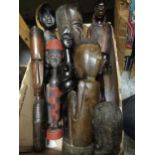 Collection of nine large 20th Century African carved hardwood figures