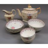 Eight various early 19th Century English porcelain bowls and saucers with hand painted floral