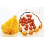 Two reconstituted amber bead necklaces