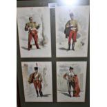 Group of eight Continental coloured lithographs housed in two frames, various costumes