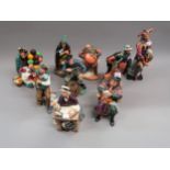 Group of nine various Royal Doulton figures, including ' Pied Piper ', HN2102, ' The Jester ',
