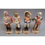 Set of four Naples porcelain figures of Napleonic soldiers, 10ins high approximately All in good