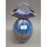 Contemporary Fairman blue lustre pottery baluster form jug / vase Measurements - 33cm tall x 15cm