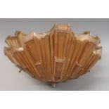Art Deco glass ceiling light fitting in the form of three scallop shells