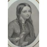 Set of four 19th Century black and white oval mounted portrait engravings, gilt framed