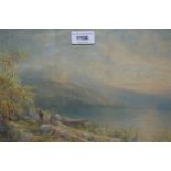 L. Lewis, watercolour ' Eventide Lower Lake of Kilarney ', signed and dated '92, 9ins x 14.5ins