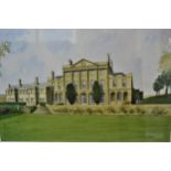 Pair of large architectural watercolours of Shockerwick House, Wiltshire and The Garth,