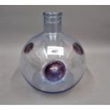 Unusual Whitefriars sky blue glass lamp base with amethyst bulls eyes by Barnaby Powell 1932, 8.