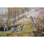 H. Maycock, watercolour, World War II battle scene, signed, 17.5ins x 23.5ins, framed