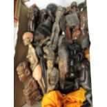 Box containing a quantity of African carved hardwood figures