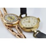 Ladies 9ct gold cased wristwatch with 9ct gold bracelet strap, together with another ladies 9ct gold