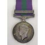George VI medal awarded to 14476186 GNR.K.R.V. Wood R.A. with Palestine 1945 / 48 bar