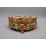 Late 19th / early 20th Century Japanese Satsuma oval pottery box and cover, painted internally and