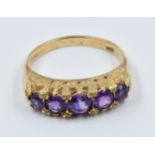 9ct Gold five stone amethyst half hoop ring Ring Size P