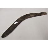 Antique Aboriginal carved hardwood boomerang, 22.75ins wide