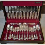 Mahogany cased twelve place setting silver plated canteen of cutlery