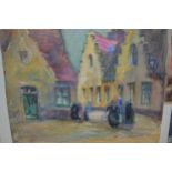 Folder of unframed watercolours, various scenes signed Harry Sticks, John Fullylove (monogrammed)