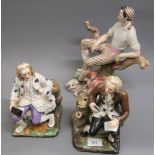 Pair of Continental porcelain figures of seated gentlemen in 18th Century dress, together with a