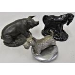 Early 20th Century car mascot radiator cover mounted with a chrome plated figure of a Scottie dog,