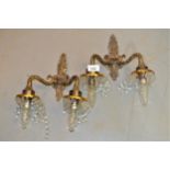 Quantity of various modern gilt brass and glass hanging and wall lights