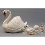 Devon pottery jardinière in the form of a swan together with a small quantity of other miscellaneous