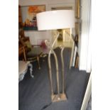 20th Century gilded metal standard lamp of stylised form, 57ins high