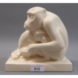 Wedgwood Skeaping pottery figure of monkeys Cream colour. There is a sticker mark on it's back but