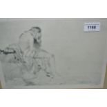 William Orpen, artist signed black and white lithograph ' The Bather ', 7.5ins x 10.5ins, gilt