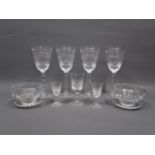 Set of six good quality Stuart cut glass wine goblets, together with a quantity of other drinking
