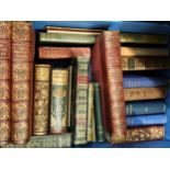 Box containing a quantity of miscellaneous books, some leather bound including Tales from