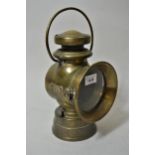 Brass motor lamp by Edges, London, 12.25ins high