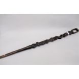 African tribal (Congolese) figural walking stick, 38.5ins long