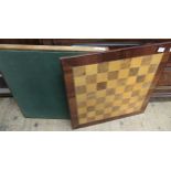 20th Century large table top chessboard, 24ins square, together with a folding Bridge table